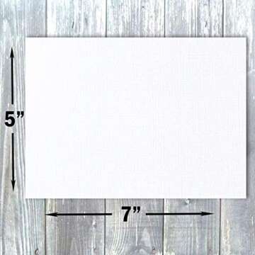Hamilco White Linen Cards and Envelopes - Flat 5" x 7" Cardstock Paper 80lb Cover 100 Pack
