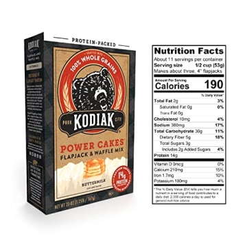 Kodiak Cakes Protein Pancake Power Cakes, Flapjack and Waffle Baking Mix, 20 Buttermilk 60 Ounce (Pack of 3)