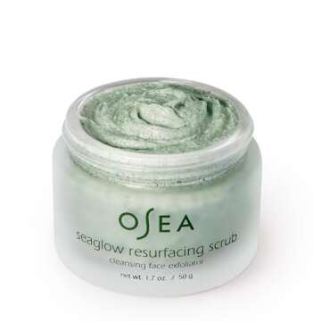 OSEA Seaglow Resurfacing Face Cleanser and Scrub 1.7oz - Facial Scrub - Facial Cleanser - 2-in1 Face Scrub & Cleanser for All Skin Types - Facial Exfoliator and Cleanser - Clean Beauty - Vegan