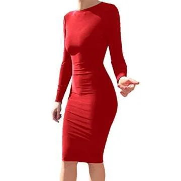 Mokoru Women's Long Sleeve Bodycon Midi Dress