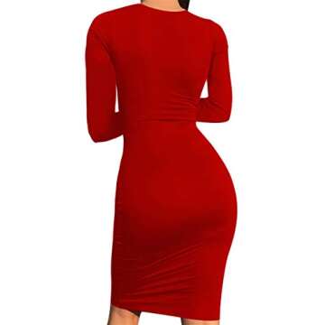 Mokoru Women's Long Sleeve Bodycon Midi Dress