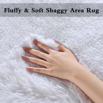 DweIke Fluffy White 6x9 Large Area Rugs for Living Room, Extra Large Rug for Living Room Decor, Big Shaggy Floor Rug, Soft Plush Thick Non-Slip Rectangle Rug Carpet for Home Decor