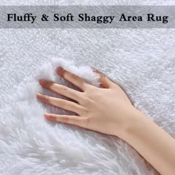 DweIke Fluffy White 6x9 Large Area Rugs for Living Room, Extra Large Rug for Living Room Decor, Big Shaggy Floor Rug, Soft Plush Thick Non-Slip Rectangle Rug Carpet for Home Decor