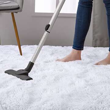 DweIke Fluffy White 6x9 Large Area Rugs for Living Room, Extra Large Rug for Living Room Decor, Big Shaggy Floor Rug, Soft Plush Thick Non-Slip Rectangle Rug Carpet for Home Decor