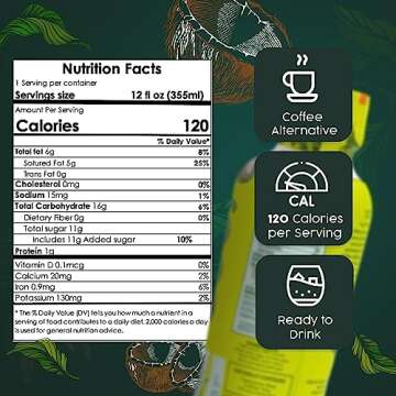 Almah Cacao Cold Brew Variety Pack - Coconut Latte & Original Dark Flavor - Plant Based Coffee Alternative Natural Energy Drink, Dairy-Free, Refreshing Coffee Substitute (6 Pack)