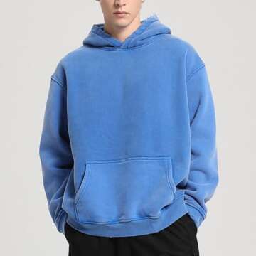 FAIABLE Men's Oversized Plush Fleece Hooded Sweatshirt - Vintage Heavyweight Cotton Big & Tall Hoodi...