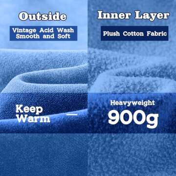 FAIABLE Men's Oversized Plush Fleece Hooded Sweatshirt - Vintage Heavyweight Cotton Big & Tall Hoodie for Men & Women - Bright Blue