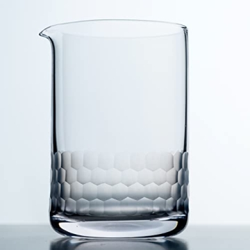 Elegant Honeycomb Cocktail Mixing Glass - 18 oz Crystal Glass for Perfectly Stirred Drinks