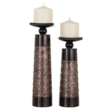Creative Scents Dublin Brown Decorative Candle Holder Set of 2 - Elegant Home Decor