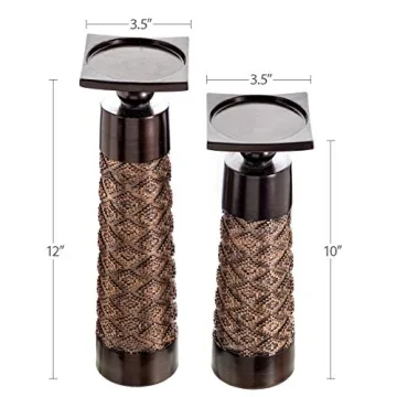 Creative Scents Dublin Brown Candle Holder Set - 2 Pack