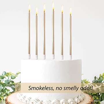 Aplusplanet 24 Count Gold Birthday Cake Candles - Elegant Party Decor