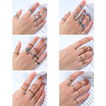 JOERICA 95PCS Knuckle Rings for Women Stackable Rings Boho Vintage Midi Joint Nail Finger Rings Set