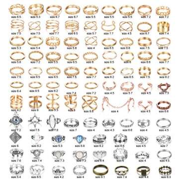 JOERICA 95PCS Knuckle Rings for Women Stackable Rings Boho Vintage Midi Joint Nail Finger Rings Set