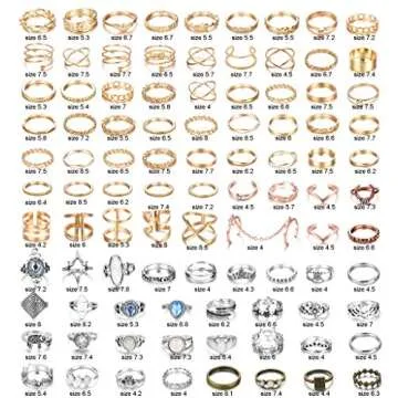 JOERICA 95PCS Knuckle Rings for Women Stackable Rings Boho Vintage Midi Joint Nail Finger Rings Set