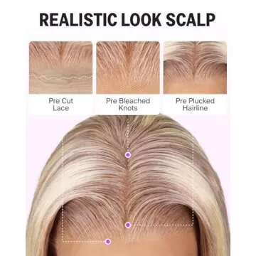 MEGALOOK P10/613 Highlight Blonde Lace Front Wigs Human Hair 12A 230% Ombre Blonde Glueless Straight Wigs Human Hair Pre Plucked 13x4 HD Lace Front Wigs Human Hair 24 Inch