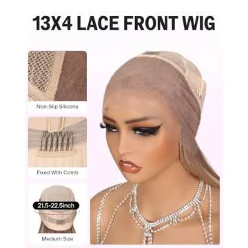 MEGALOOK P10/613 Highlight Blonde Lace Front Wigs Human Hair 12A 230% Ombre Blonde Glueless Straight Wigs Human Hair Pre Plucked 13x4 HD Lace Front Wigs Human Hair 24 Inch