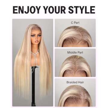 MEGALOOK P10/613 Highlight Blonde Lace Front Wigs Human Hair 12A 230% Ombre Blonde Glueless Straight Wigs Human Hair Pre Plucked 13x4 HD Lace Front Wigs Human Hair 24 Inch