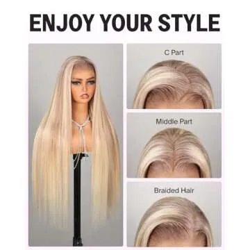 MEGALOOK P10/613 Highlight Blonde Lace Front Wigs Human Hair 12A 230% Ombre Blonde Glueless Straight Wigs Human Hair Pre Plucked 13x4 HD Lace Front Wigs Human Hair 24 Inch