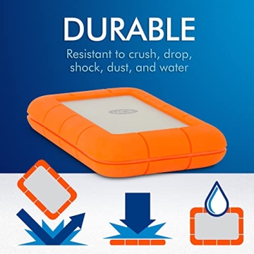 LaCie 4TB Rugged USB-C External Hard Drive Fast Reliable