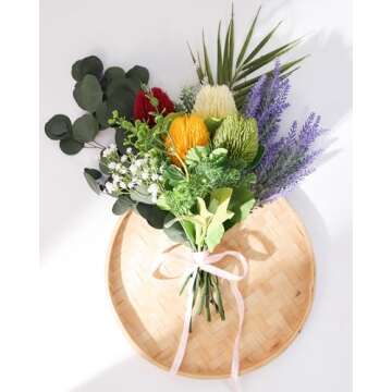 DuHouse Artificial Flower Banksia Plastic Decorative Flower Artificial Fake Flowers Bankwood for Home Kitchen Wedding Courtyard Decoration(Fuchsia)