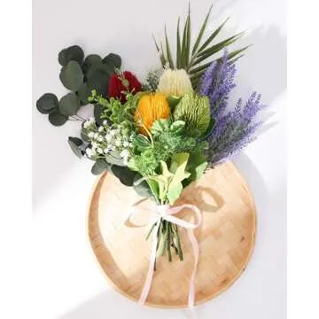 DuHouse Artificial Flower Banksia Plastic Decorative Flower Artificial Fake Flowers Bankwood for Home Kitchen Wedding Courtyard Decoration(Fuchsia)