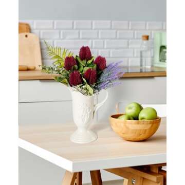 DuHouse Artificial Flower Banksia Plastic Decorative Flower Artificial Fake Flowers Bankwood for Home Kitchen Wedding Courtyard Decoration(Fuchsia)