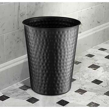 Stylish Hand Hammered Metal Wastebasket for Home Office