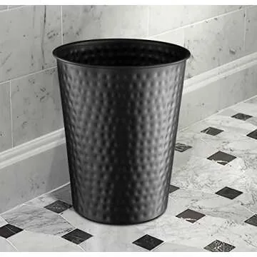 Stylish Hand Hammered Metal Wastebasket for Home Office