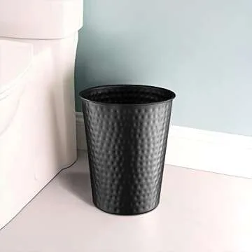 Stylish Hand Hammered Metal Wastebasket for Home Office
