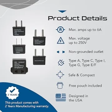 Ceptics Universal Travel Adapter Set for Convenient Worldwide Charging
