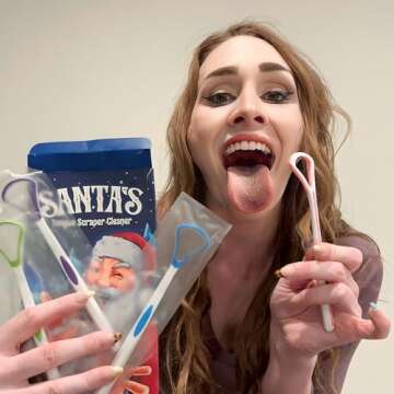 Tongue Scraper for Adults Cleaner Stocking Stuffers for Women Men White Elephant Gifts Christmas Womens Mens Teens Gag Funny Ideas Santa Cool Novelty Funniest Dad Her Him Girl Kids Who Have Everything