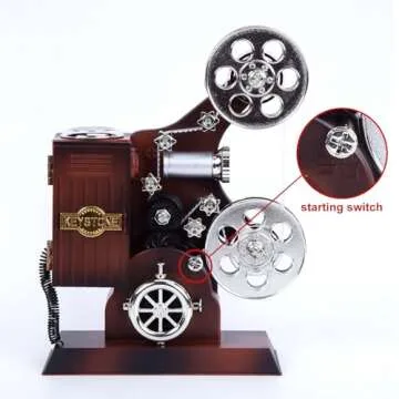 POPgifts Movie Projector Music Box,Mini Antique Vintage Craft Music Box Plays Tune for Elise Christmas Birthday Home/Office/Study Room Décor