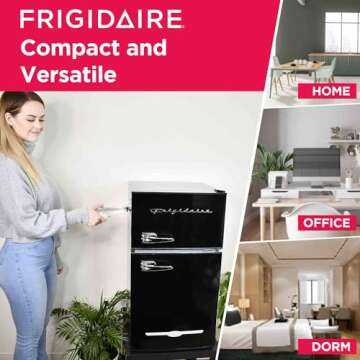 Frigidaire EFR840 Retro Mini Fridge & Freezer - Compact Black Refrigerator
