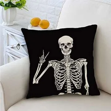 Gothic Skeleton Throw Pillow Covers Set of 4, 18x18