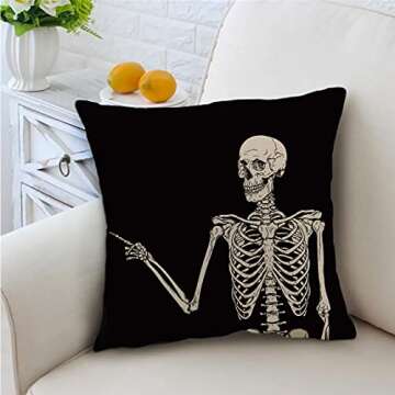 Gothic Skeleton Throw Pillow Covers Set of 4, 18x18