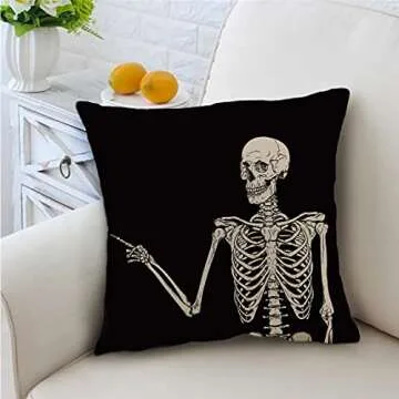 Gothic Skeleton Throw Pillow Covers Set of 4, 18x18