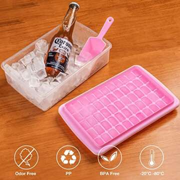 Ice Cube Tray with Lid and Bin - 55 Mini Ice Cubes - BPA Free