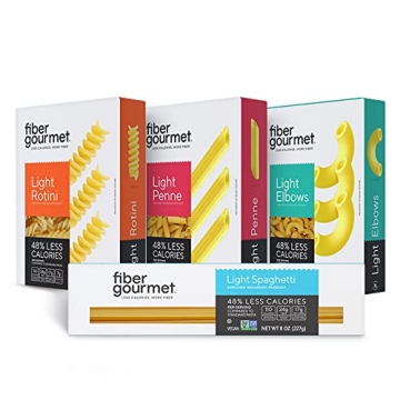 Fiber Gourmet Pasta Variety Pack, 1 8oz Box Each of Spaghetti, Rotini, Penne, Elbows, Low Calorie & ...