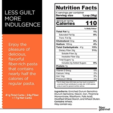 Fiber Gourmet Low-Calorie Pasta Variety Pack