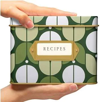 Jot & Mark Decorative Recipe Tin Box for Organizing Recipe Cards and Greeting Cards