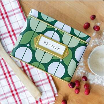 Jot & Mark Decorative Recipe Tin Box for Recipe Cards