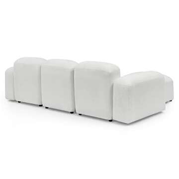 Melpomene Convertible Modular Sectional Sofa,Modern Minimalist 94.5" DIY L Shaped Reversible Loop Yarn Sofa Couch for Living Room,Apartment,Office(Ivory)