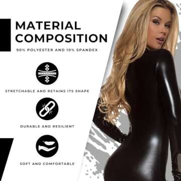 Forplay Women's Metallic Zip Front Mock Neck Catsuit Black Small/Medium