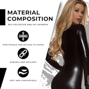 Forplay Women's Metallic Zip Front Mock Neck Catsuit Black Small/Medium