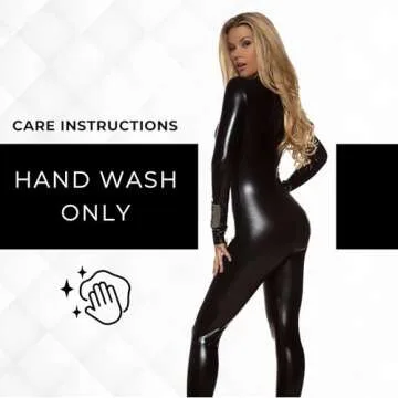 Forplay Women's Metallic Zip Front Mock Neck Catsuit Black Small/Medium