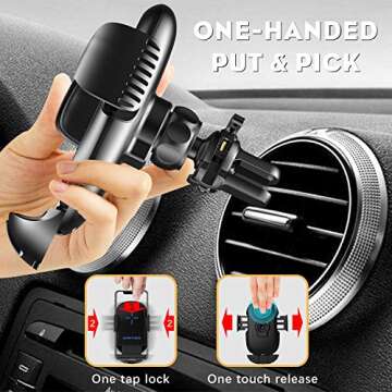 Dimi Car Phone Mount - Qi Wireless Charger & Phone Holder for All Smartphones