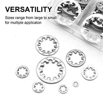 QTEATAK 320Pcs Lock Washers 304 Stainless Steel Internal Star Washer, 8 Sizes Tooth Washer Wave Spring Washer Assortment Kit M2.5 M3 M4 M5 M6 M8 M10 M12, Silver