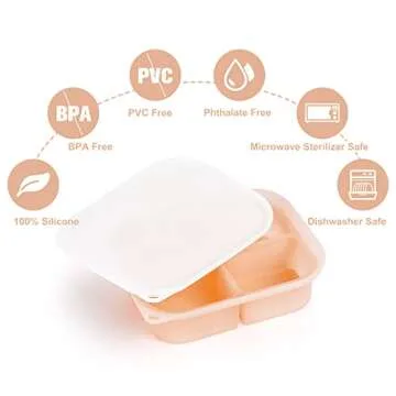 haakaa Silicone Baby Food Freezer Tray with Lid by haakaa - Perfect Storage Container for Homemade Baby Food, Vegetable & Fruit Purees, and Breast Milk, Blush