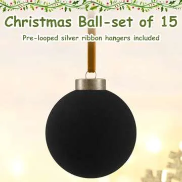 Elegant Liliful Velvet Christmas Balls - 15 Pcs Bulk Ornaments