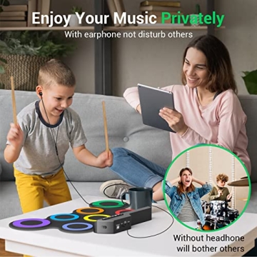 ROCKSOCKI 7-Pad Kids Electric Drum Set with Headphones